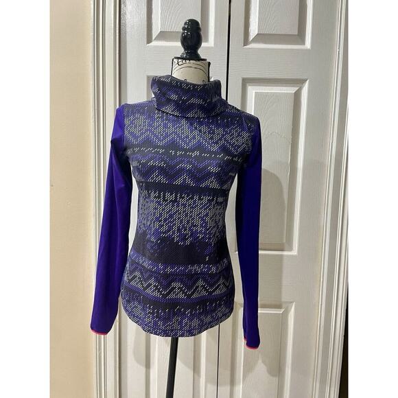 NIKE PRO DRIFIT SHIRT HYPERWARM TURTLENECK PURPLE BLACK GRID SZ M ATHLETIC CORE - Picture 10 of 11